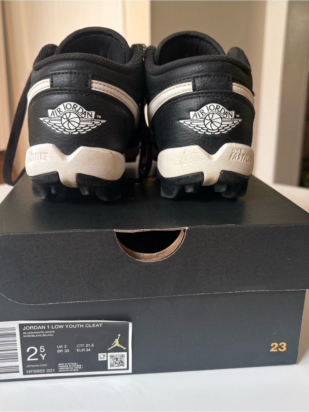 Jordan 1 Low Cleats Black and White